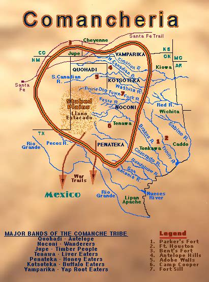 Comancheria - Map of the traditional homeland of the Numunuh