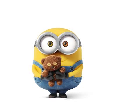 a minion holding a teddy bear in his arms