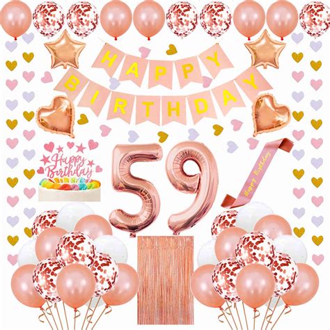 Buy Santonila 59th Birthday Decorations Kit-Happy Birthday Decorations Banner Cake Topper, Happy ...