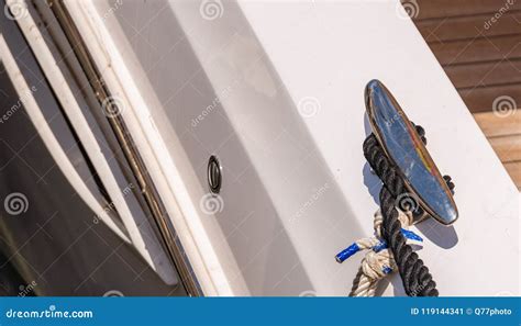 Dock Cleat on the Side of a Boat in a Small Marina, an Element O Stock Image - Image of docked ...