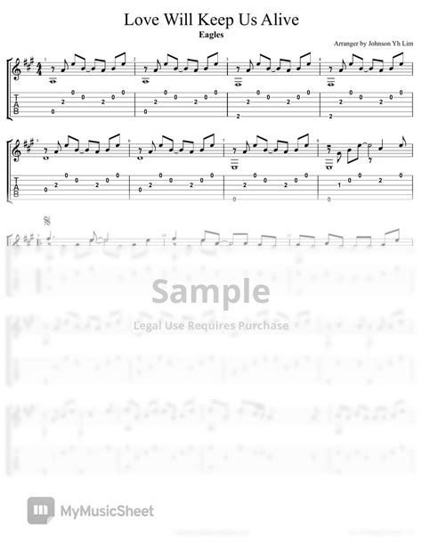 Eagles - Love Will Keep Us Alive (Guitar Fingerstyle) Tab + 1staff by ...