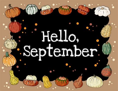 Premium Vector | Hello september chalkboard inscription cute cozy ...