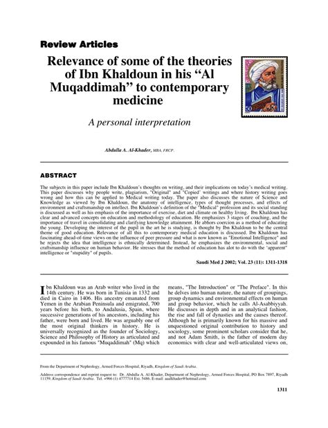 (PDF) Relevance of some of the theories of Ibn Khaldoun in his "A1 ...