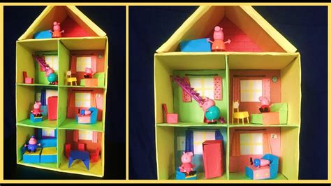 How to make Peppa pig doll house with cardboard and paper - DIY | From waste to best | Paper bed ...