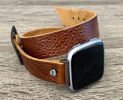 Leather Fitbit Versa 2 Watch Band Black Fitbit Versa Lite | Etsy ...