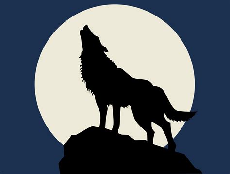 a wolf standing on top of a hill with the moon in the background