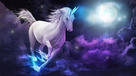 White Unicorn In Moon Sky Background HD Unicorn Wallpapers | HD Wallpapers | ID #52407