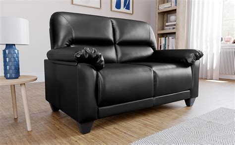 Kenton Small Black Leather 2 Seater Sofa | Furniture Choice