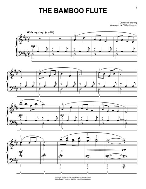 The Bamboo Flute sheet music by Chinese Folksong (Easy Piano – 169266)