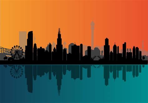 Vector Chicago Night Skyline - Download Free Vector Art, Stock Graphics & Images