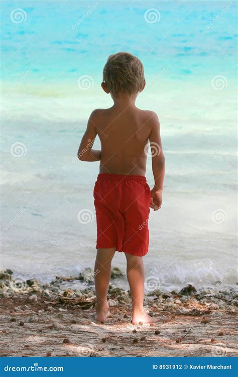 Boy standing on beach stock photo. Image of sand, standing - 8931912