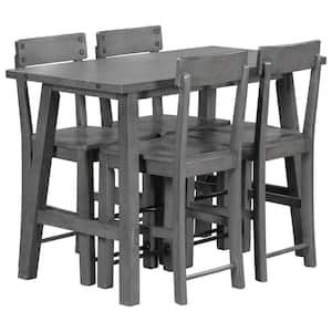 FORCLOVER Farmhouse 3-Piece Gray Wood Top Bar Table Set TPMEFC37 - The Home Depot