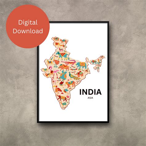 Map of India India Map Digital India Map India Wall Art Download Map of ...