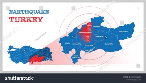 Turkey Earthquake Concept On Turkey Map Stock Vector (Royalty Free ...