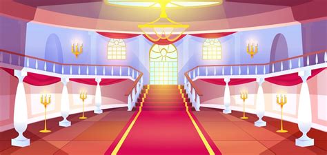 Free Vector | Cartoon hall interior with staircase in medieval royal castle