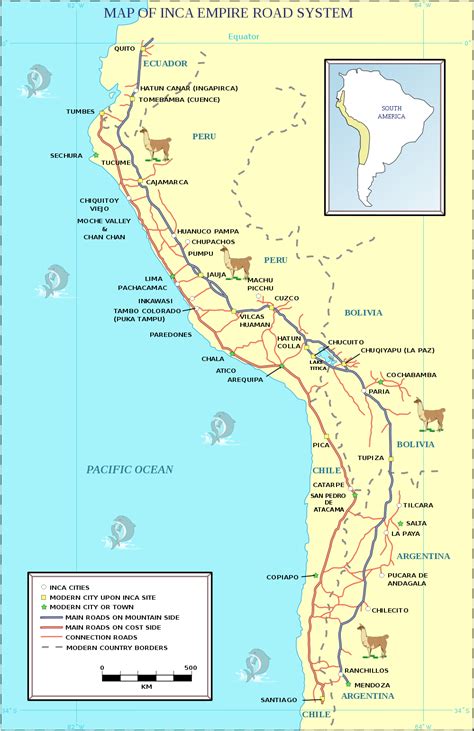 Map of the Ancient Inca Empire Road System. Mystery of History Volume 2, Lesson 82 #MOHII82 ...