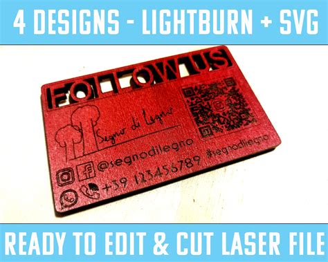 Business Card QR Code Lightburn Svg File Editable Ready to - Etsy Denmark