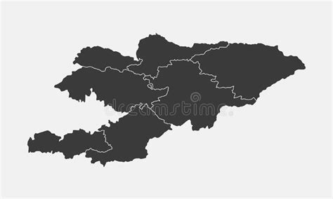 Kyrgyzstan Map with Regions, Provinces Isolated on White Background. Stock Vector - Illustration ...