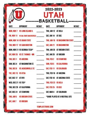 2022-2023 College Basketball Schedules - Pac-12