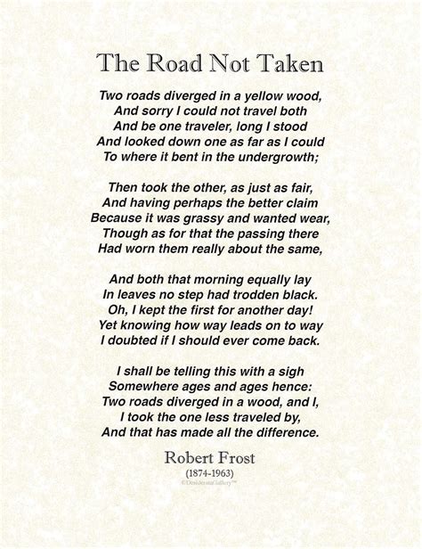 Words of Wisdom by Robert Frost-The Road Not Taken Poem on Fine ...