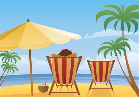 Summer Beach Landscape Vector - Download Free Vector Art, Stock ...