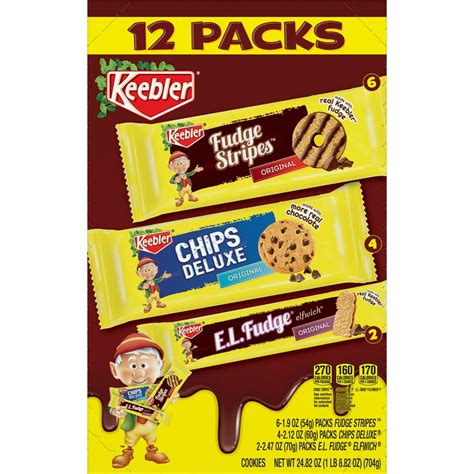 Keebler Cookies Fudge Stripe Original, E.L. Fudge Elfwich Original & Chips Deluxe Original ...