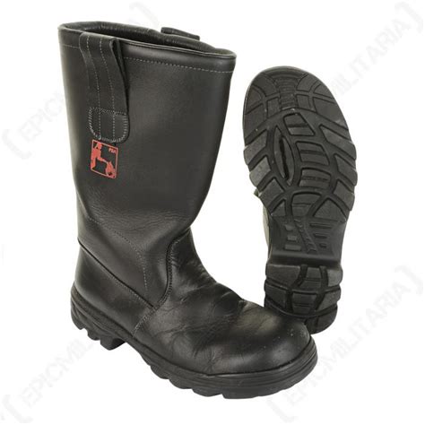 Original German Baltes Leather Firefighting Boots with Steel Toe Cap ...