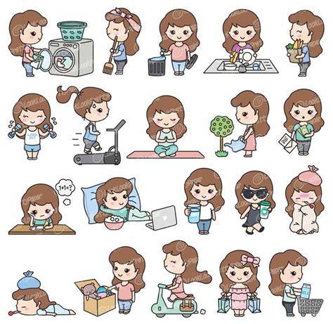 Premium Vector Clipart Cute Me Kawaii Girl Cute Girl - Etsy | Girl stickers, Cute doodles ...