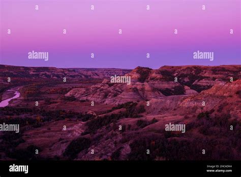 Twilight over badlands in Theodore Roosevelt National Park, North Dakota Stock Photo - Alamy