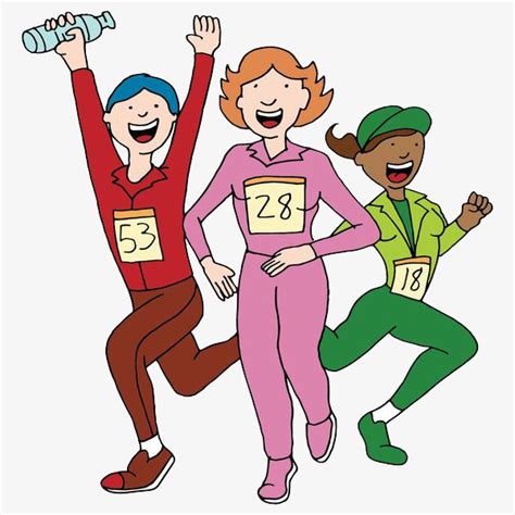 A Running Female Athlete, Cartoon Hand Drawing, Run, Marathon PNG Image ...