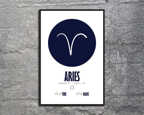 Zodiac Sign Wall Art Aries Zodiac Art Zodiac Wall Art - Etsy