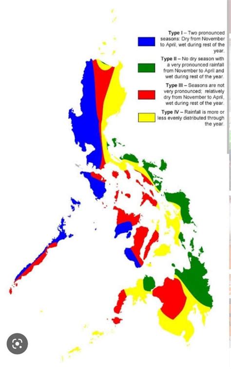 kulayan ang mapa ng pilipinas ayon sa apat na uri ng klima na ...