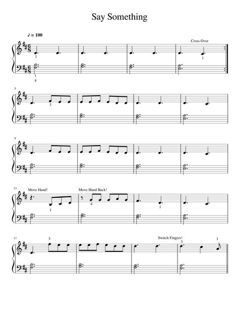 Say Something Sheet music for Piano | Download free in PDF or MIDI | Musescore.com