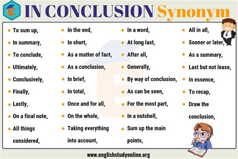 In Conclusion Synonym | 30+ Useful Synonyms for In Conclusion | Essay ...