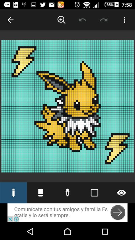 Jolteon pixel art from pokemon | Pixel art, Bordado, Artistas