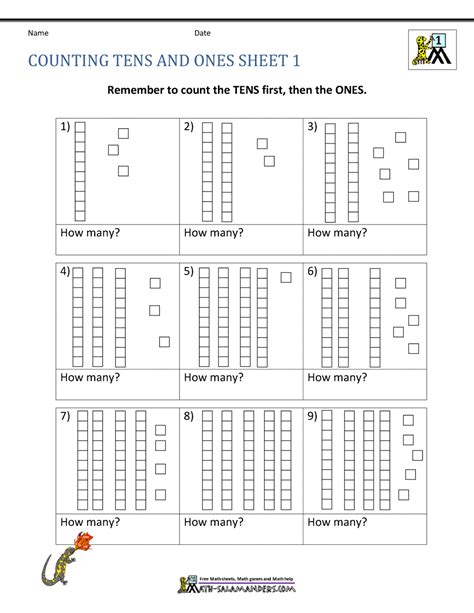 Counting Tens And Ones Worksheets - Printable Word Searches