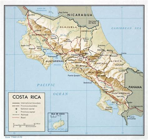 Large detailed political and administrative map of Costa Rica with relief, roads and major ...