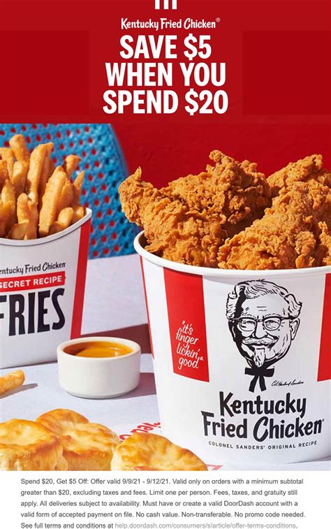 $5 off $20 on delivery at KFC restaurants #kfc | The Coupons App®