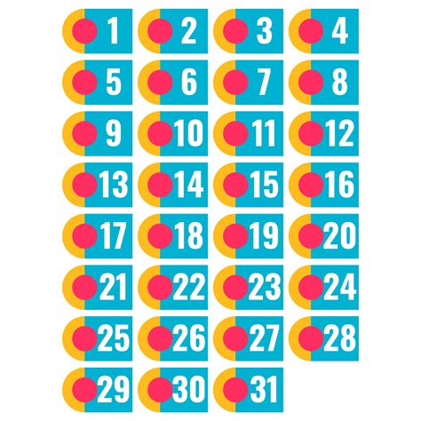 Calendar Numbers 1-31 - 10 Free PDF Printables | Printablee