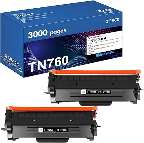 TN760 TN-760 TN-730 TN730 Toner Cartridge 2-Pack High-Yield Black Compatible for Brother TN760 ...