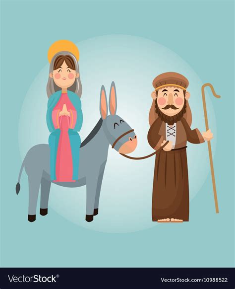 Mary and joseph cartoon design Royalty Free Vector Image