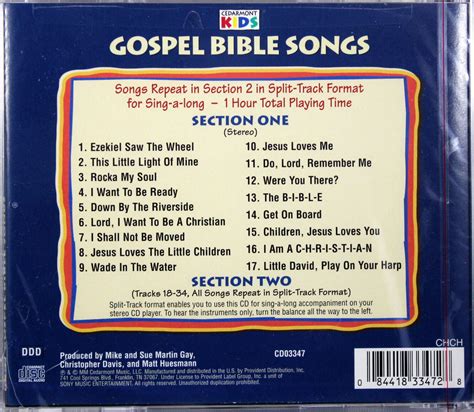 Cedarmont Kids Gospel Bible Songs Sing-Along NEW CD 17 Classic ...