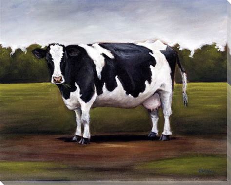 Black and White Dairy Cow Wrapped Canvas Giclee Print Wall Art - Wall Decor - Artwork