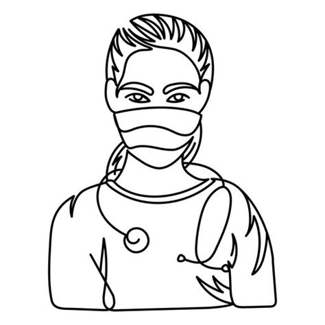 Medicine masked doctor simple continuous line people PNG Design People Png, Element T Shirt ...