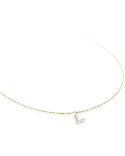 Diamond Letter L Pendant Necklace in 14K Yellow Gold | Kendra Scott