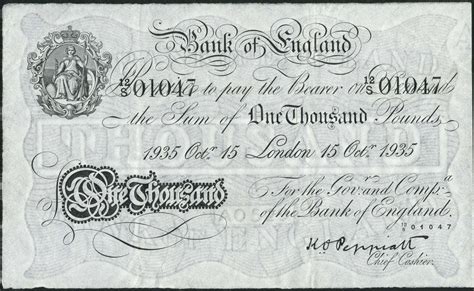 Great Britain 1000 Pound Sterling White Note 1935 Bank of England|World ...