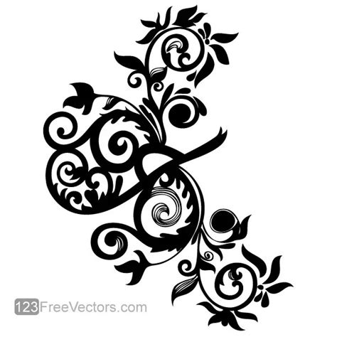 Hand Drawn Swirl Floral Vector Image | 123Freevectors