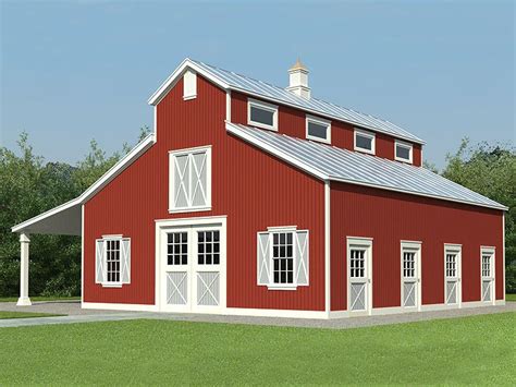 Horse Barn Plans | Horse Barn Outbuilding Plan # 006B-0001 at www ...