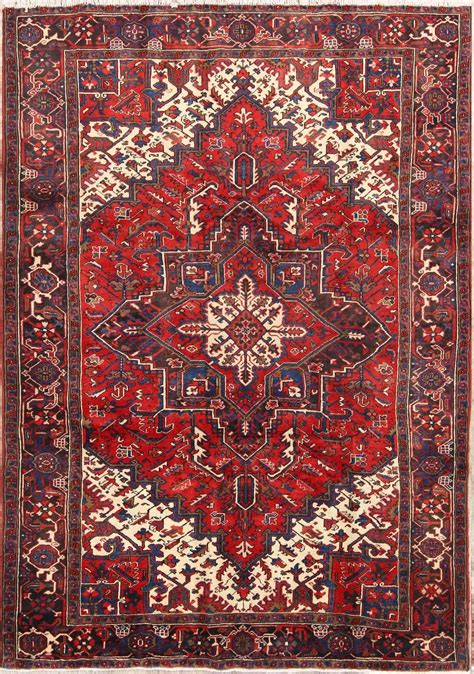 Geometric Red 7x10 Heriz Serapi Persian Area Rug | Rugs on carpet, Persian area rugs, Area rugs