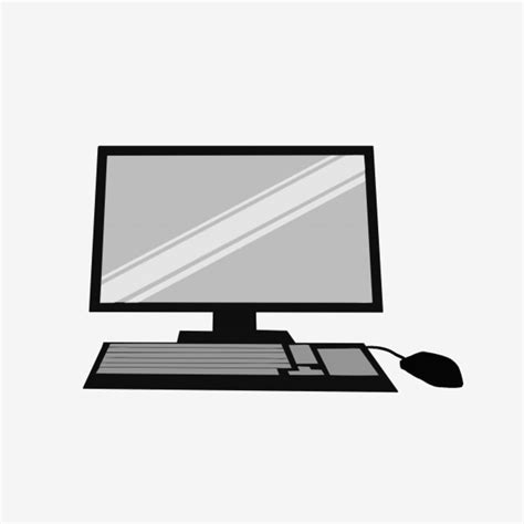 Desktop Computer Clipart Vector, Black Desktop Computer Illustration ...